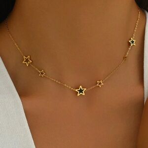 Gold Plated Stainless Steel Star pendant Charm Necklace